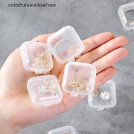colorfulswallowfree Mini Plastic Storage Box Square Transparent Flip Portable Pill Container Jewelry Holder Earrings Small Packaging Display Case CCD