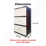 ♚✺ஐ3 Tier DIY Plastic Cabinet Almari Baju Almari Plastik Serbaguna 3 Tingkat Storage Cabinet[LIMIT 1 UNIT TO 1 ORDER]