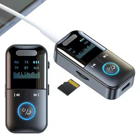 BT 5.4 Receiver Transmitter Wireless Audio 3.5mm Jack Aux Adapter Support TF Card BT Adapter for TV/