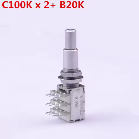 1 Piece GuitarFamily Stacked Dual Concentric Potentiometer(POT) With Center Detent C100K x 2 and B20