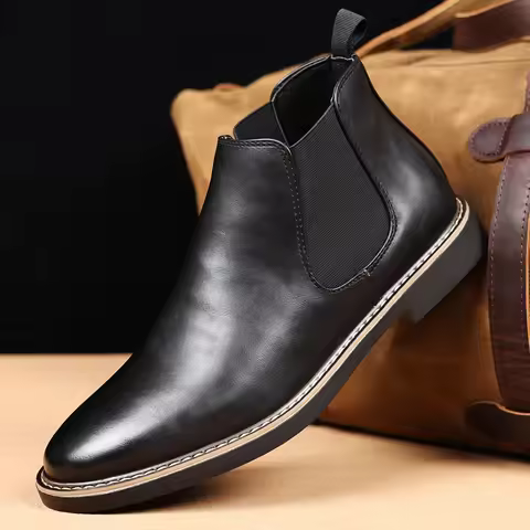 2026 Spring Autumn New Men Shoes Chelsea Boots Retro Chelsea Ankle Boots Casual Flat Shoe Elastic Fo