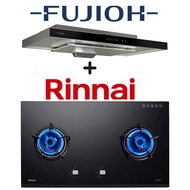 FUJIOH FR-MS1990R 90CM SLIMLINE HOOD WITH TOUCH CONTROL + RINNAI RB-92G 2 BURNER HYPER FLAME GLASS HOB