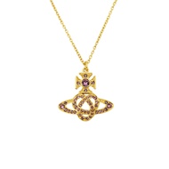 Vivienne Westwood 閃耀紫水晶扭結行星土星項鍊 金色 /平行輸入