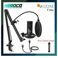 USB Computer Microphone Kit Plug & Play FIFINE  Cardioid Mic Podcast Condenser Microphone Table Stan