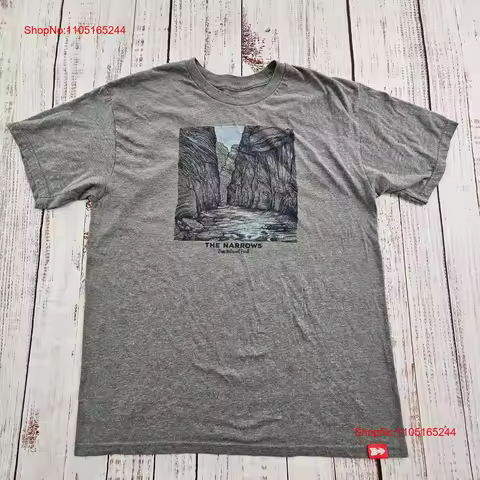 The Narrows Zion National Park Gray Cotton Blend T Shirt Men's L vintage Washed streetwear Unisex Ve