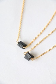 天然黑碧璽原石頸鍊 黑碧璽項鍊 三色選 - 鍍金 / 鍍銀 /鍍玫瑰金