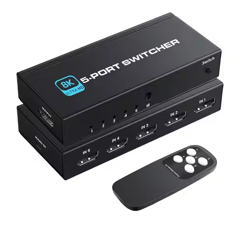 For PS5/4/3 For TV Projector Compatible 5 Port 8K 60Hz Switch Supports 4K@ 120Hz, 8K@ 60Hz Ultra HD 