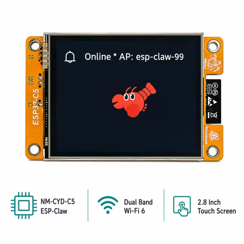 NM-CYD-C5 Palm AI Agent Board with ESP-Claw for IoT Devices - 2.8" screen dual-band wifi ESP32-C5 su