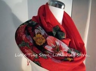 Little Ting Store:情人節禮物韓國100%Pashmina羊毛披肩圍巾山茶花玫瑰 出國旅行輕薄溫暖 大紅