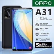 โทรศัพท์ OPPQ A31 5G จอ 6.7 นิ้ว+HD smartphone 5G สมาร์ทโฟน 16GB+512GB โทรศัพท์มือถือ 4G/5G HD กล้อง Wifi รองรับ 2 ซิมการ์ด แบตเตอรี่ความจุสูง 6800mAh สมาร์ทโฟนราคาถูก โทรศัพท์สําหรับเล่นเกม