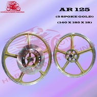 AR 125 SPORT RIM WITH BUSH AND BEARING 5 SPOKE 140 X 185 X 18 (GOLD) DISC SIZE 3.5 MM KAWASAKI