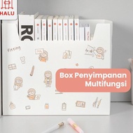 H0d2 Halu Waterproof Book Storage Box File Document Organizer Foldable Desktop Box Container HRM321