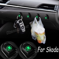 Car Luminous Seat Front Rear Invisible Hooks Auto Multi-function Mini Hooks Decoration Accessories for Skoda Kodiaq Octavia Superb Fabia Rapid Yeti Felicia