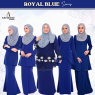 Tema Royal Blue Baju Kurung Dewasa Plus size Plain Lace Moden Tunang Bridesmaid Kenduri Raya (Size 3