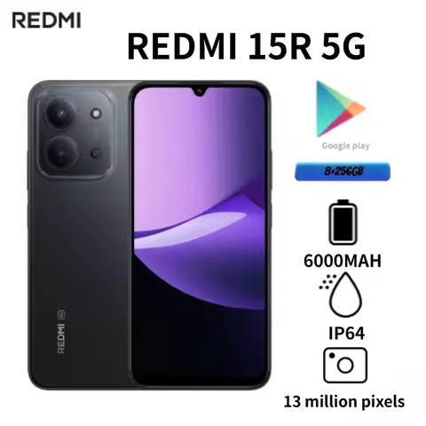 2026 Global Edition Redmi 15R smartphone, featuring a 6.9-inch LCD display with a 120Hz refresh rate