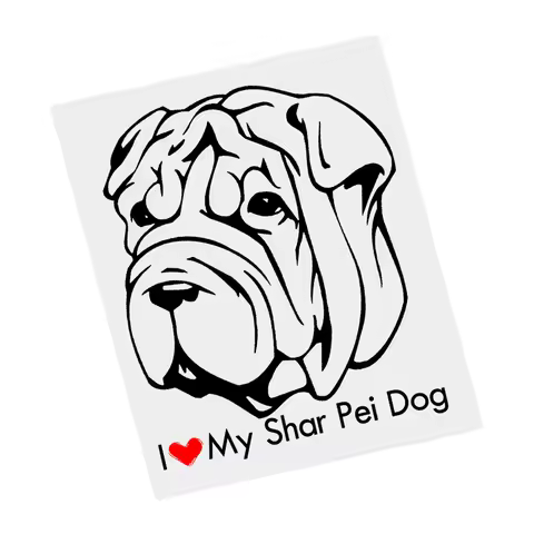 S61646# Shar Pei Dog Black Transparent Car Sticker Vinyl Decal Waterproof Decors for Motorcycle Bump