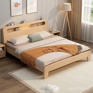 Simple Wooden Bed 1.2m1.5m Solid Double Bed Modern Household 1.8m Rental Room Single Economical Bed 