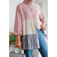 KEMEJA OVERSIZED KOREAN RAYON VISCOSE MIX MOTIF TSHIRT BLOUSE TOP