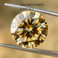 [XIMUXINHE] GRA Moissanite loose stone Round 0.5ct-5ct Champagne DIY ring earring accessories