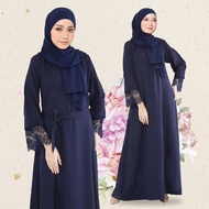 【ready stock】 Jubah Abaya Hitam Muslim Elegant Dress Kaftan Plain Women Fashion Jubah/Robe Long Sleeve Belted Dresses