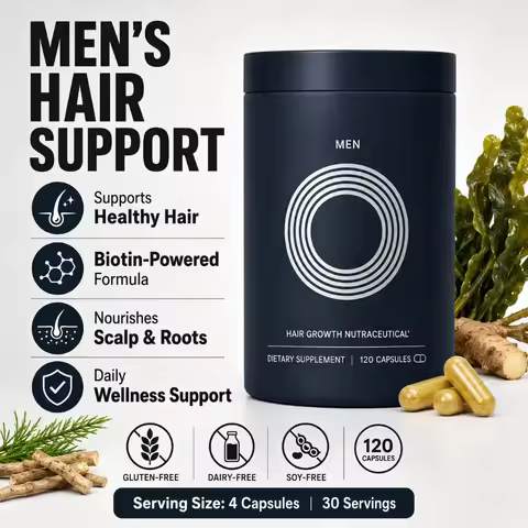 Men's Hair Growth Supplement 120 Capsules with Biotin Collagen Saw Palmetto Ashwagandha Vitamins Zin