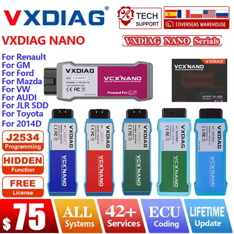 VXDIAG NANO Full Systems Diagnostic OBD2 Scanner ECU Coding for Renault for GM for JLR for VW for Fo