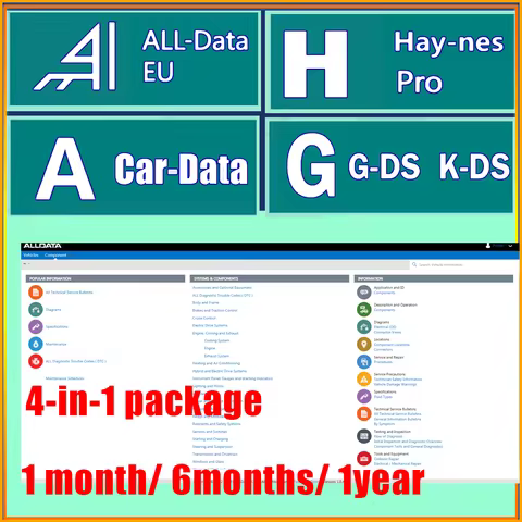 4-in-1 Online Account for Alldata EU Newest Car Repair Software Full Version Data Repair Wiring Diag