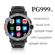 PG999 4G Android Quad core สมาร์ทวอทช์ 1.54 นิ้ว หน้าจอกลม HD กล้องคู่ 4GB RAM 64GB ROM บลูทูธ WIFI GPS ออกซิเจนในเลือด อัตราการเต้นของหัวใจ ผู้ชาย ผู้หญิง smartwatchs
