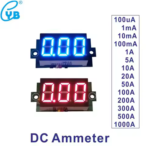 YB20C DC Ammeter DC 0-10A 20A 30A 50A 100A 500A DC Current Meter LED Digital Ampere Meter Amp Panel 