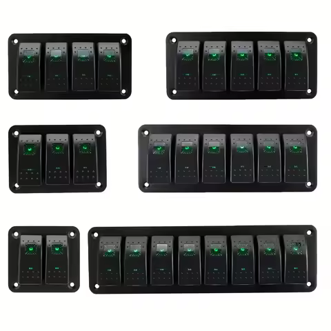 2-group, 3-group, 4-group, 5-group, 6-group, 8-group rocker switch panel 5-pin, suitable for 12V/24V