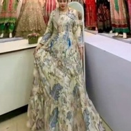 Hindi snail motif dress Jubah Muslimah Dress Muslimah Gamis Teal Blue