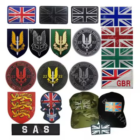 SAS United Kingdom Flag Reflective Embroidery Patch British Army Military Patches Tactical Emblem Ap