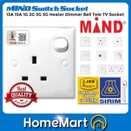 MIND Switch Socket 13A 15A 1G 2G 3G 5G Water Heater Switches With Neon Bell Switch Telephone Socket 