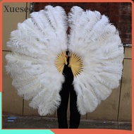 XUESEE Folding Fan, 30*52cm 35*60cm 12 Bones Handheld Fur Fan,  Runway  Props Big Red Ostrich Carniv