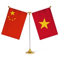 Trung Quốc + Cờ Việt Nam Đồ Trang Trí Máy Tính Để Bàn Loại Y Phòng Họp Văn Phòng Cờ Đàm Phán Kinh Tế