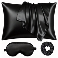 3PCS/SET .Satin Sleep Set Softer Than Silk Pillowcase & Eyemask Set - Includes 1 Satin Pillowcase, 1
