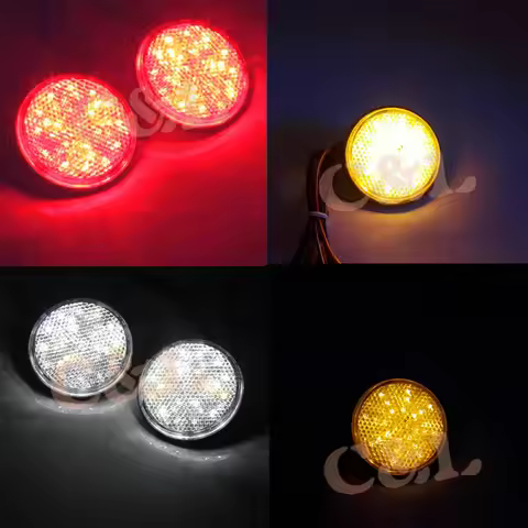 ZORBYZ Motorcycle Universal 24 LED Red/Yellow/White Round Reflector Tail Brake Turn Signal Light Lam