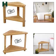 Homyl Corner Shower Stool, Wooden Bench, Footrest, Shower Shelf, Water-repellent, Compact, Portable 