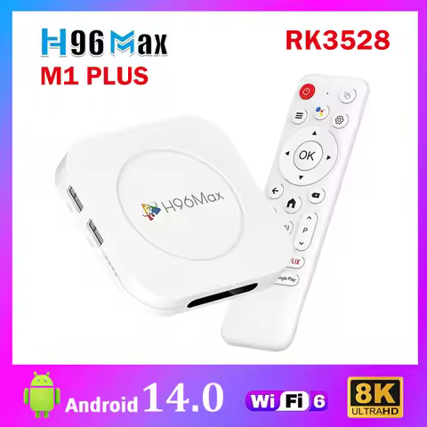 H96 MAX M1 PLUS RK3528 Smart TV Box Android 14.0 4GB 32GB 128GB Wifi6 BT 8K HD Voice Assistant Media