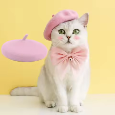 Pet Headgear Adjustable Pet Hat Adjustable Pet Beret Cute Cat Dog Costume Headwear for Photo Props F