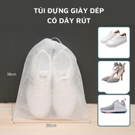 10 Drawstring Shoe Bags Large Size 30x37cm White Non-Woven Fabric