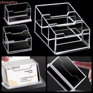 SHOOGMY 1Pcs Bussiness Card Holder, 1/2/3 Grids Display Stand Business Card Box, Acrylic Plastic Sch
