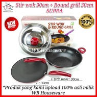 30cm non-stick induction pan 30cm SUPRA impact marble lid + round grill