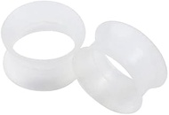 Pair 00G (10MM) GLOW IN THE DARK CLEAR SILICONE EARSKIN TUNNELS Double Flare Gauges Super Ultra Thin