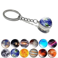 1.13 Luminous Universe Planet Keychain Solar System Earth Pendant Galaxy Nebula Double-Sided Glass B