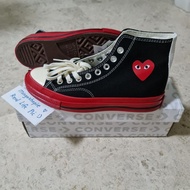 New Design ❤ Red Base Black Canvas Shoes CDG