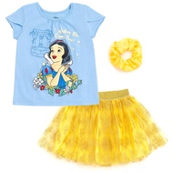 Disney Princess Moana Frozen Girls T-Shirt Tulle Mesh Skirt and Scrunchie 3 Piece Outfit Set Toddler