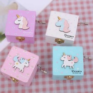 Wooden Unicorn Music Hand-ed Girls Jewelry Musical ToyGame Box Special Souvenir Gift for Child Baby 
