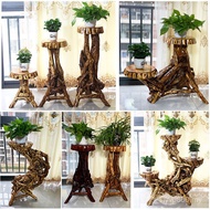 Root Carving Tree Root Base Indoor Solid Wood Multi-Layer Flowerpot Stand Living Room Conformal Stra