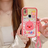 เคส Y91สำหรับ Vivo ทำจากซิลิโคนหรูหรากันกระแทกเชือกคล้องมือ Y91i 1811 1816 1817เคส1820สเตอริโอ3D ตุ๊